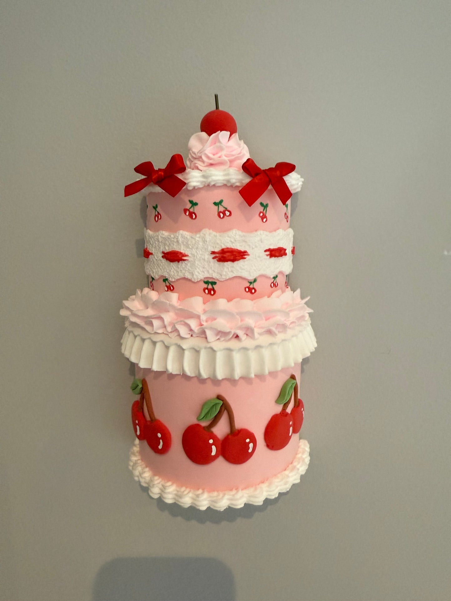 Pink Cherry Fake cake Wall Hanging