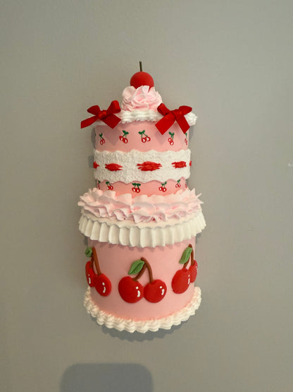 Pink Cherry Fake cake Wall Hanging