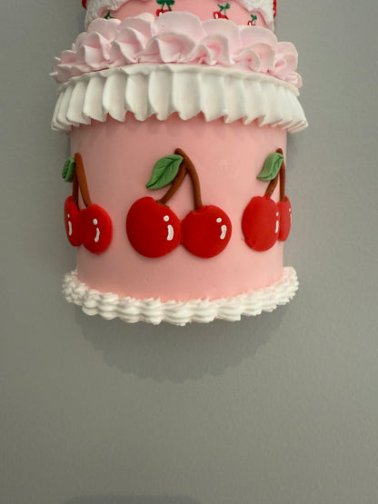 Pink Cherry Fake cake Wall Hanging