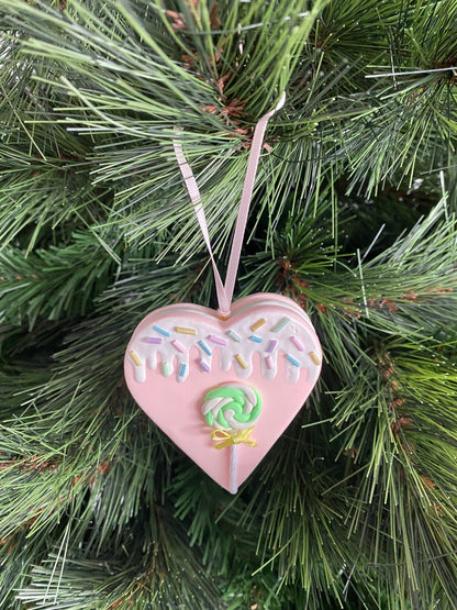 Christmas Heart Macaron Ornament