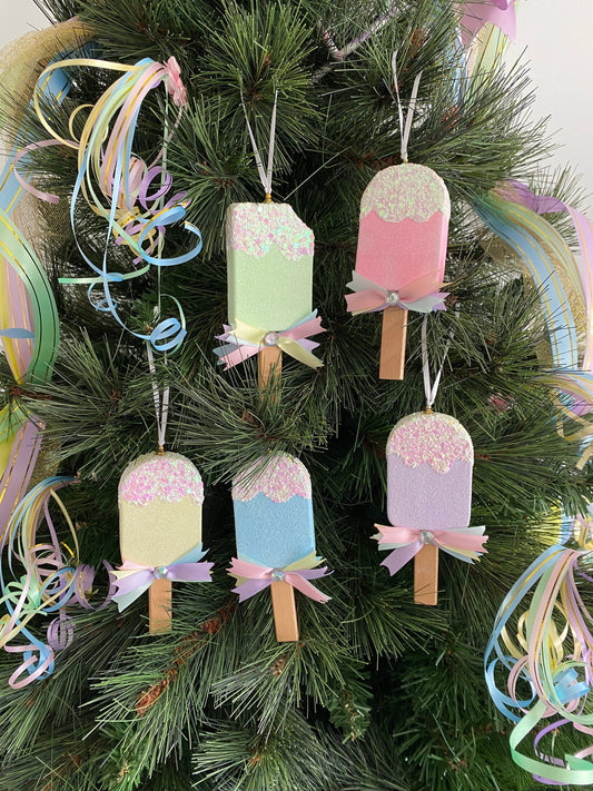 Pastel Ice Popsicles Ornaments