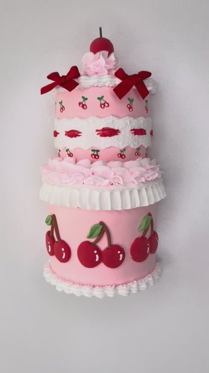 Pink Cherry Fake cake Wall Hanging